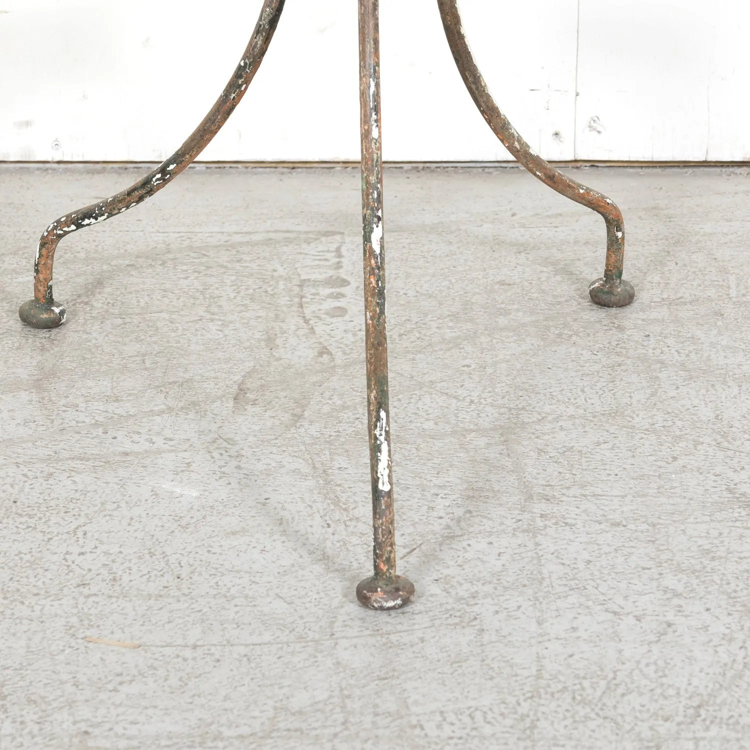 19th Century French Bistro or Garden Table with Round Slate Top and Painted Iron Base