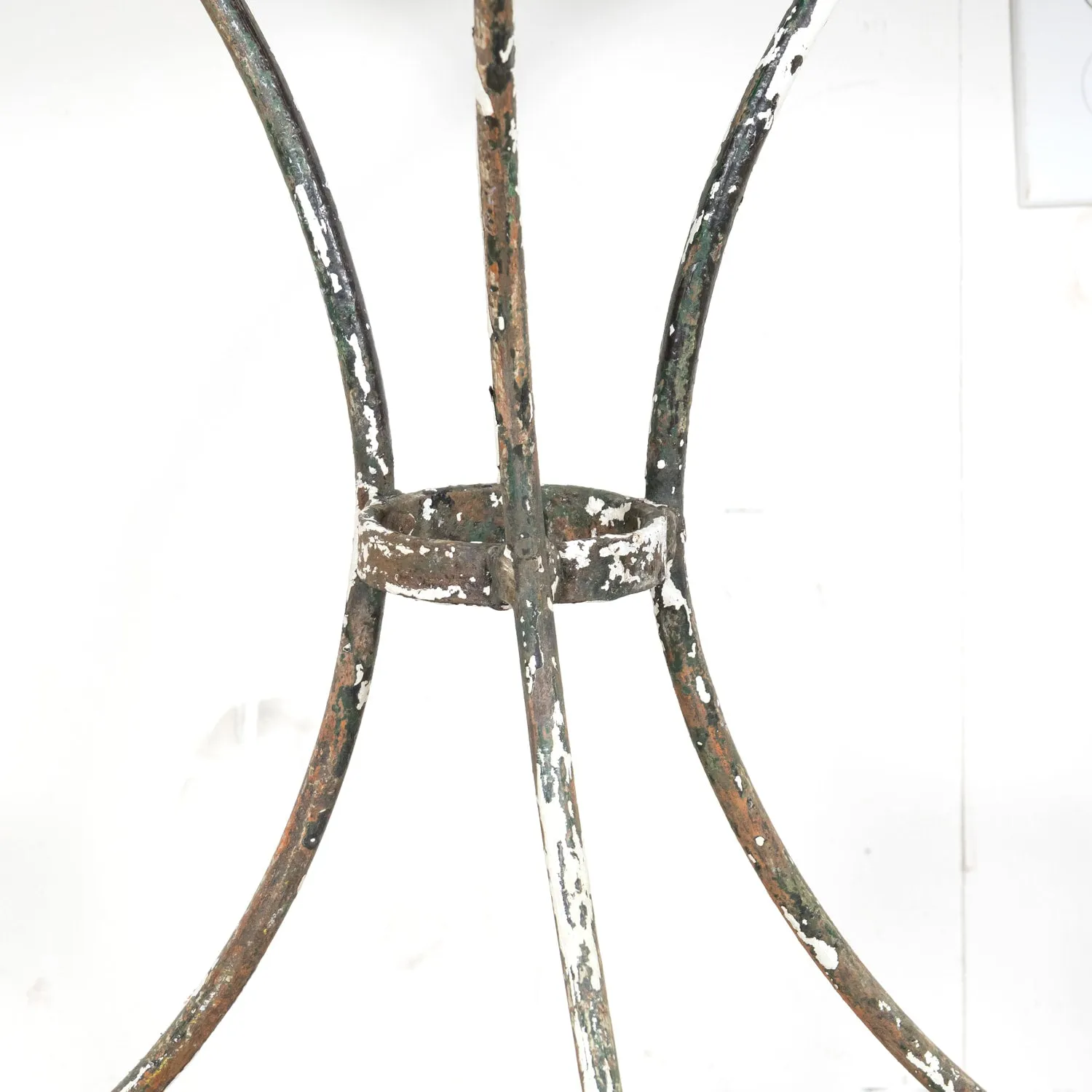 19th Century French Bistro or Garden Table with Round Slate Top and Painted Iron Base