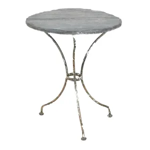 19th Century French Bistro or Garden Table with Round Slate Top and Painted Iron Base