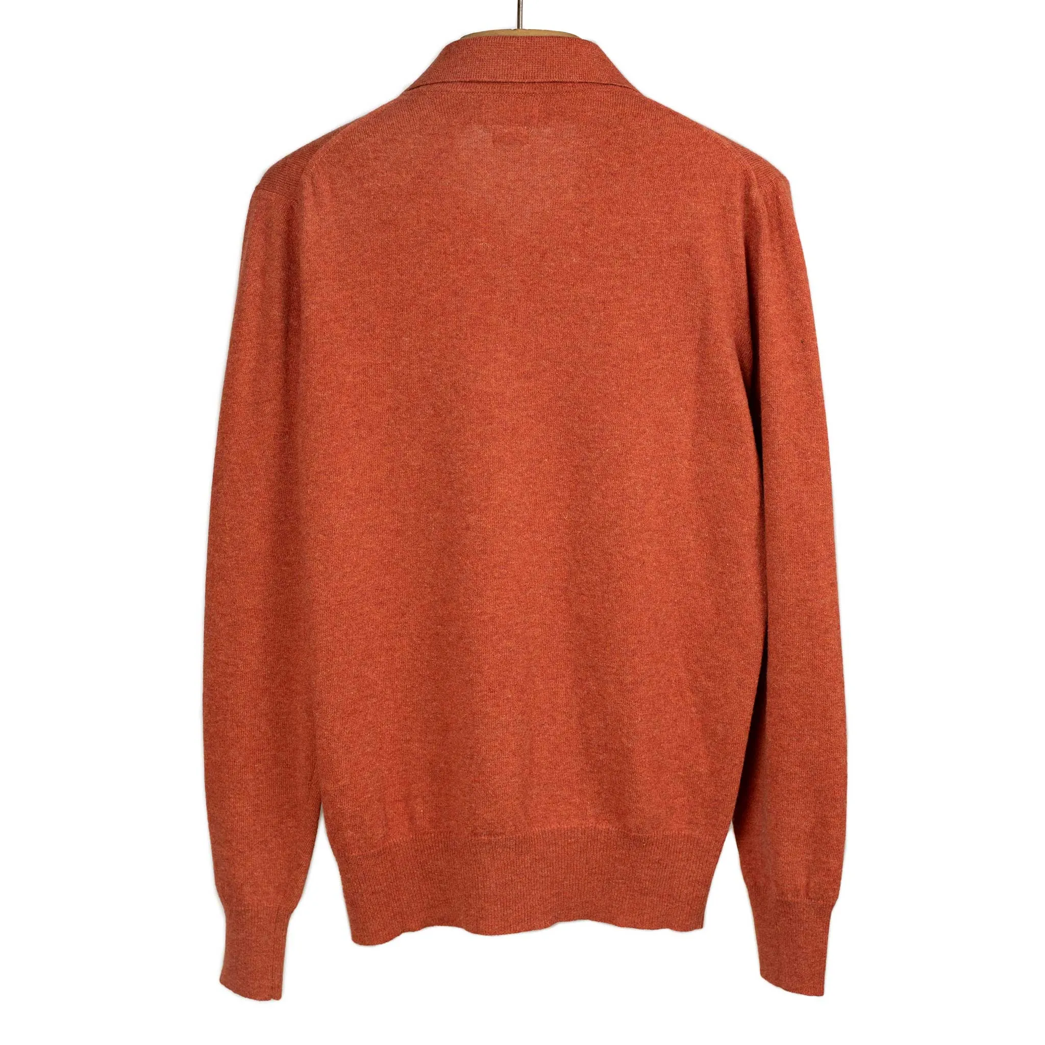 Aaric classic polo sweater in orange wool mix