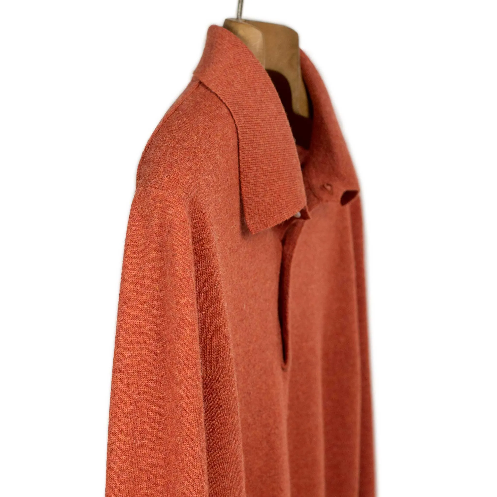 Aaric classic polo sweater in orange wool mix
