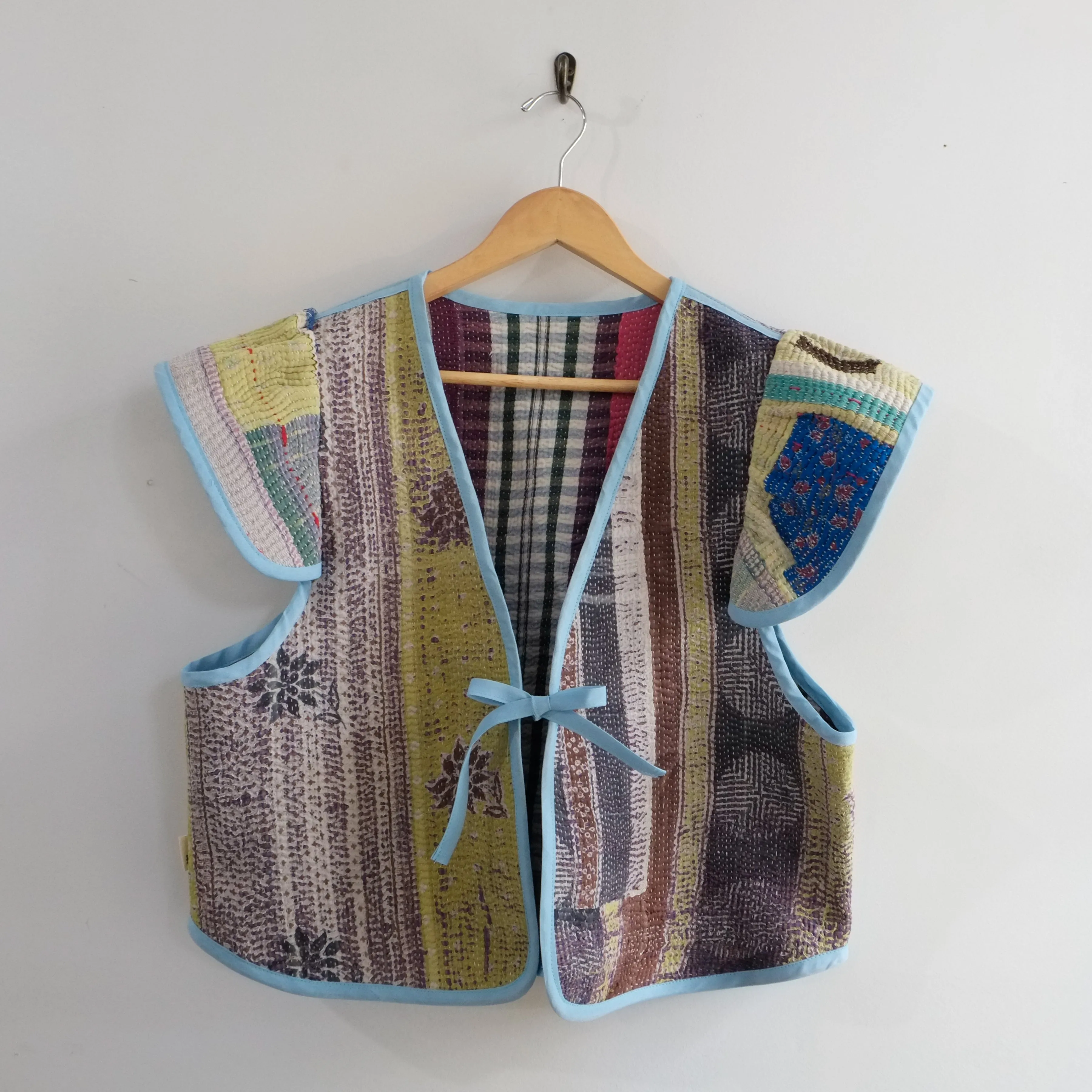 Amelia Flutter Sleeve Vest Patchwork XXL028