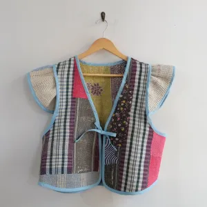 Amelia Flutter Sleeve Vest Patchwork XXL028
