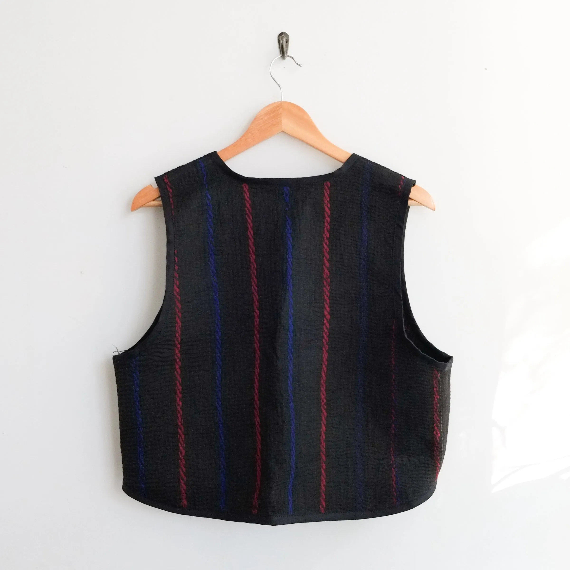 Amelia Sleeve Vest Black with Red and Blue Embroidery XL099