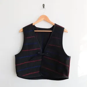 Amelia Sleeve Vest Black with Red and Blue Embroidery XL099