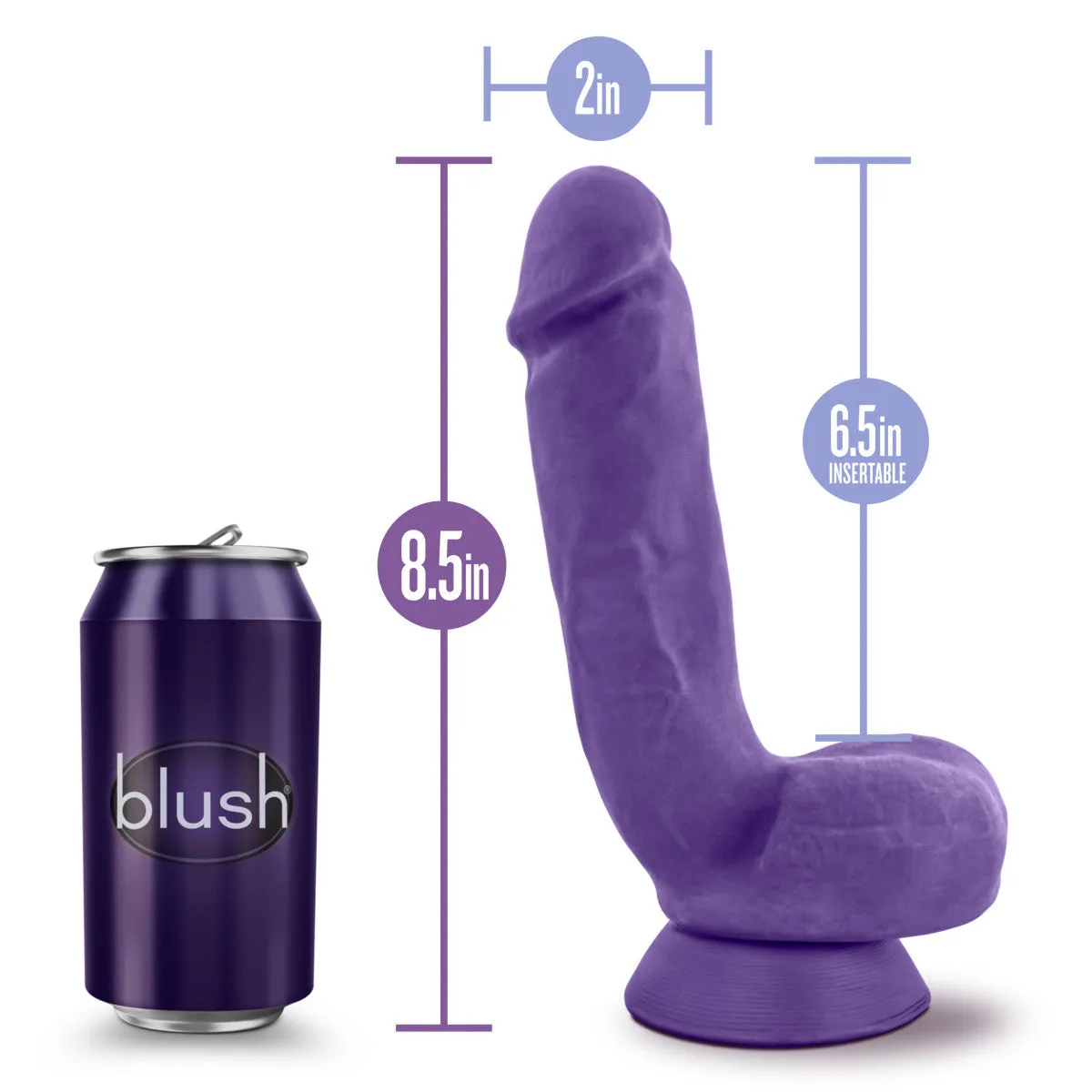 Au Naturel Bold By Blush® | Pound Realistic Purple 8.5-Inch Long Dildo With Balls & Suction Cup Base