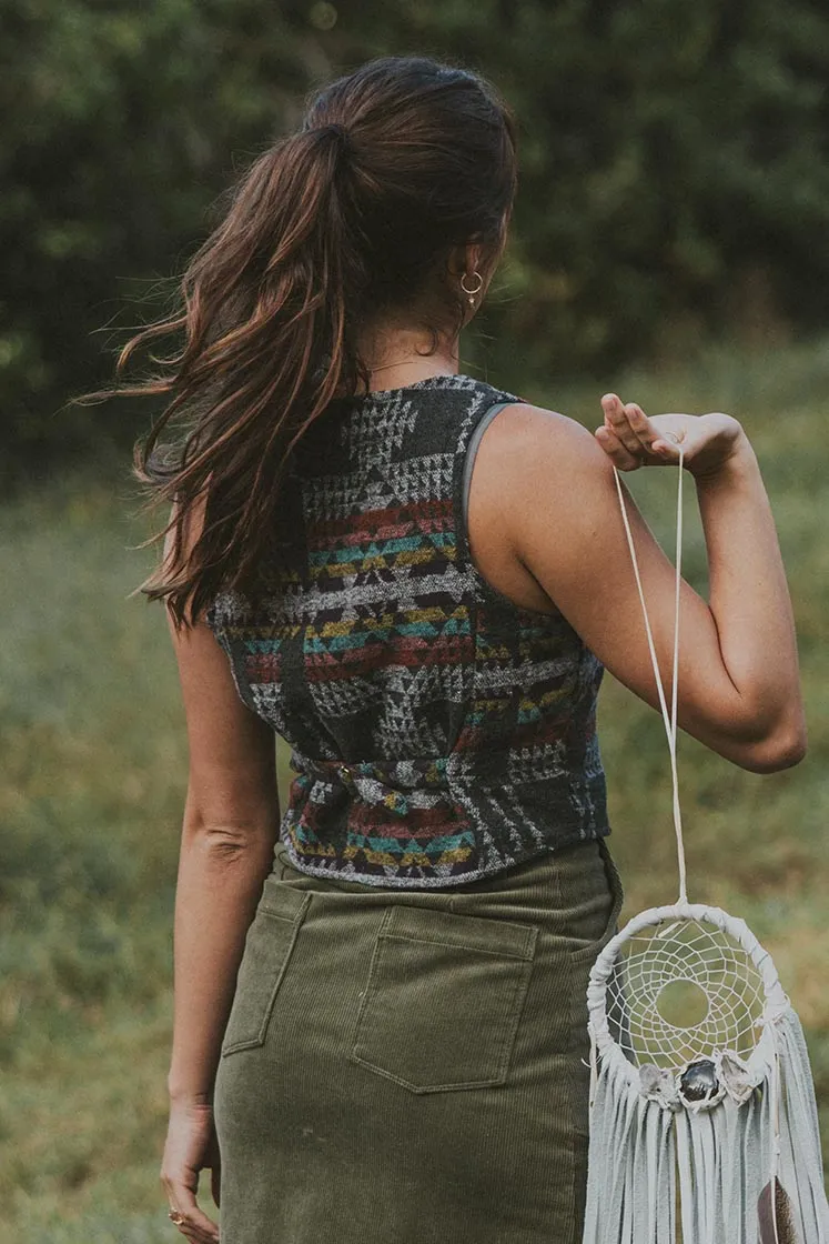 Aztec Wool Vest - Grey