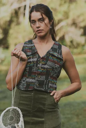 Aztec Wool Vest - Grey