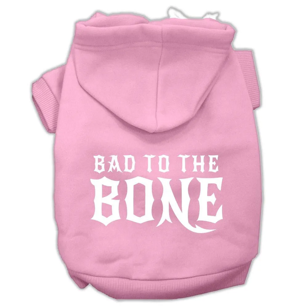 Bad To The Bone Dog Pet Hoodies Light Pink Size Sm (10)