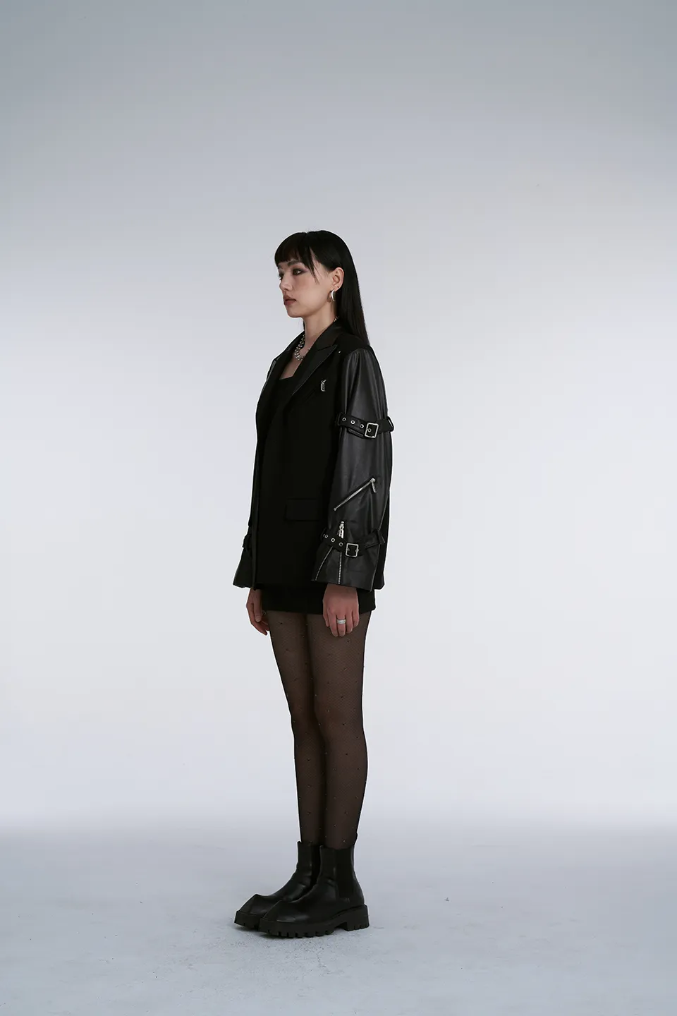 Black Leather Motorcycle Blazer