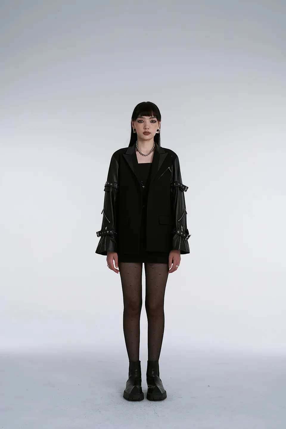 Black Leather Motorcycle Blazer