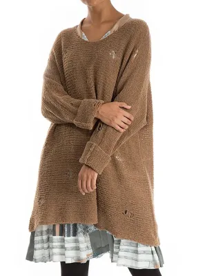 Casual Loose Solid Color Long-sleeved Ripped Top