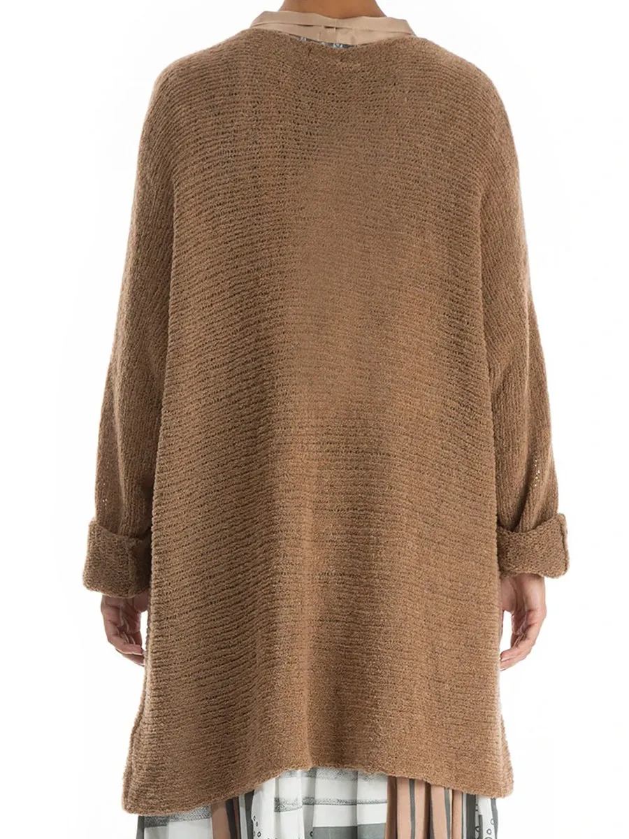Casual Loose Solid Color Long-sleeved Ripped Top