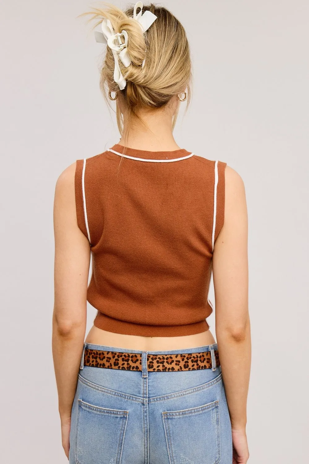Contrast Seam Knit Top