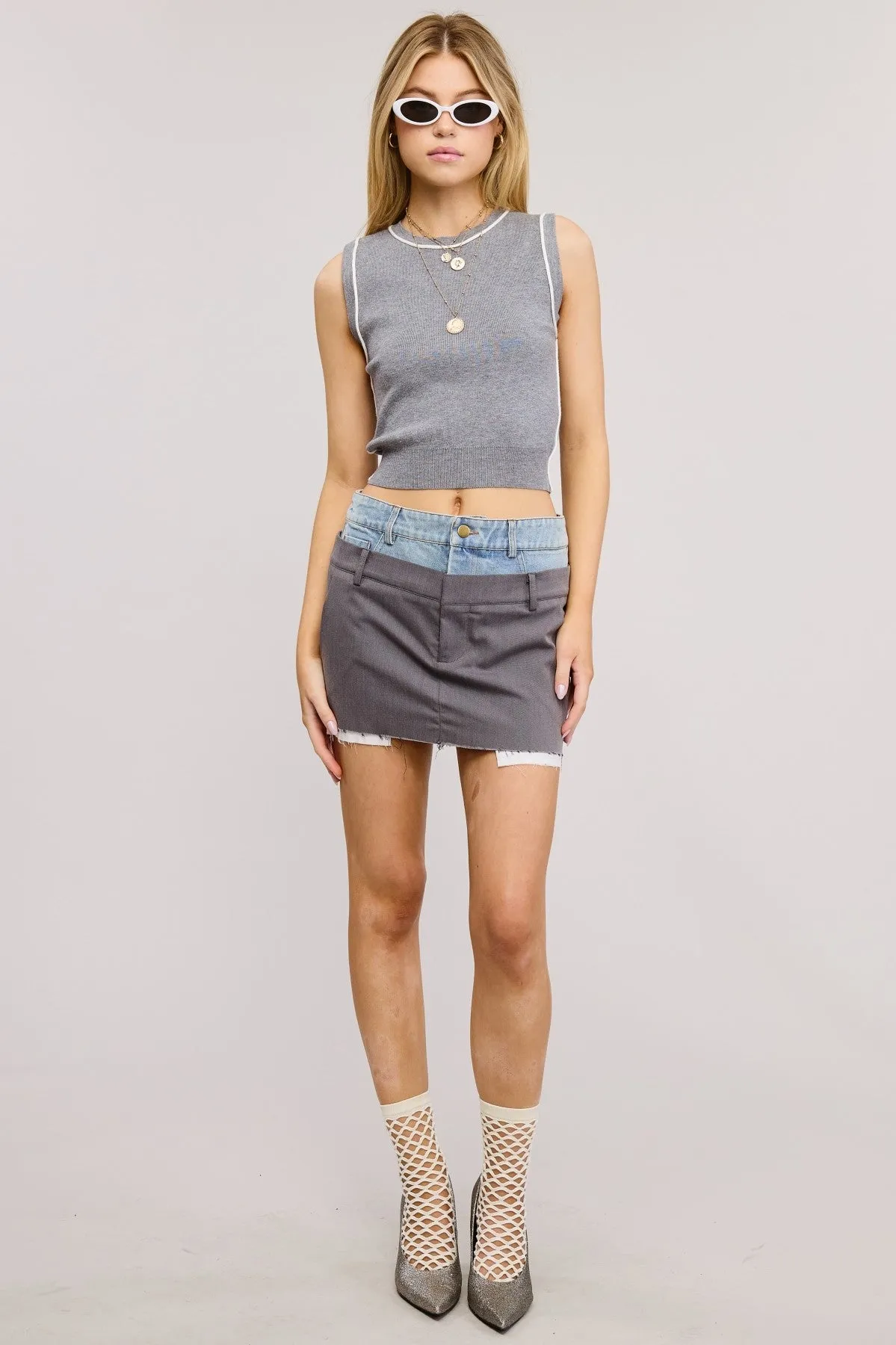 Contrast Seam Knit Top
