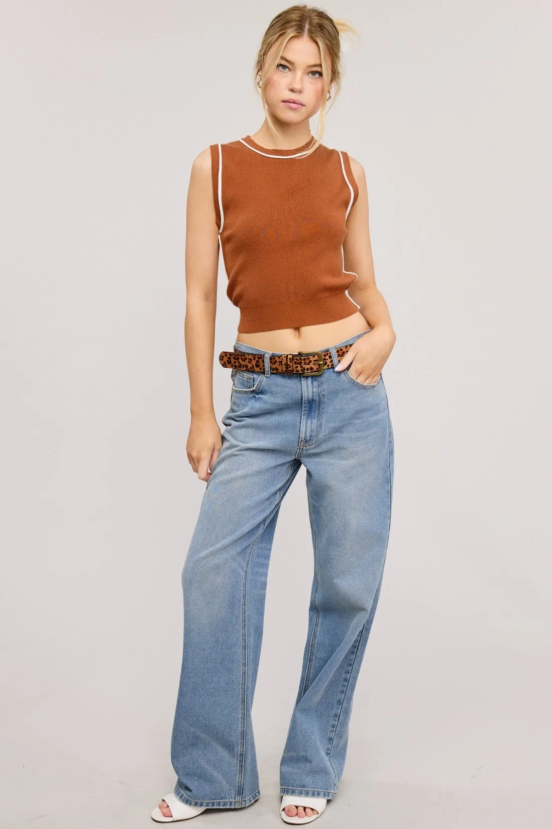 Contrast Seam Knit Top