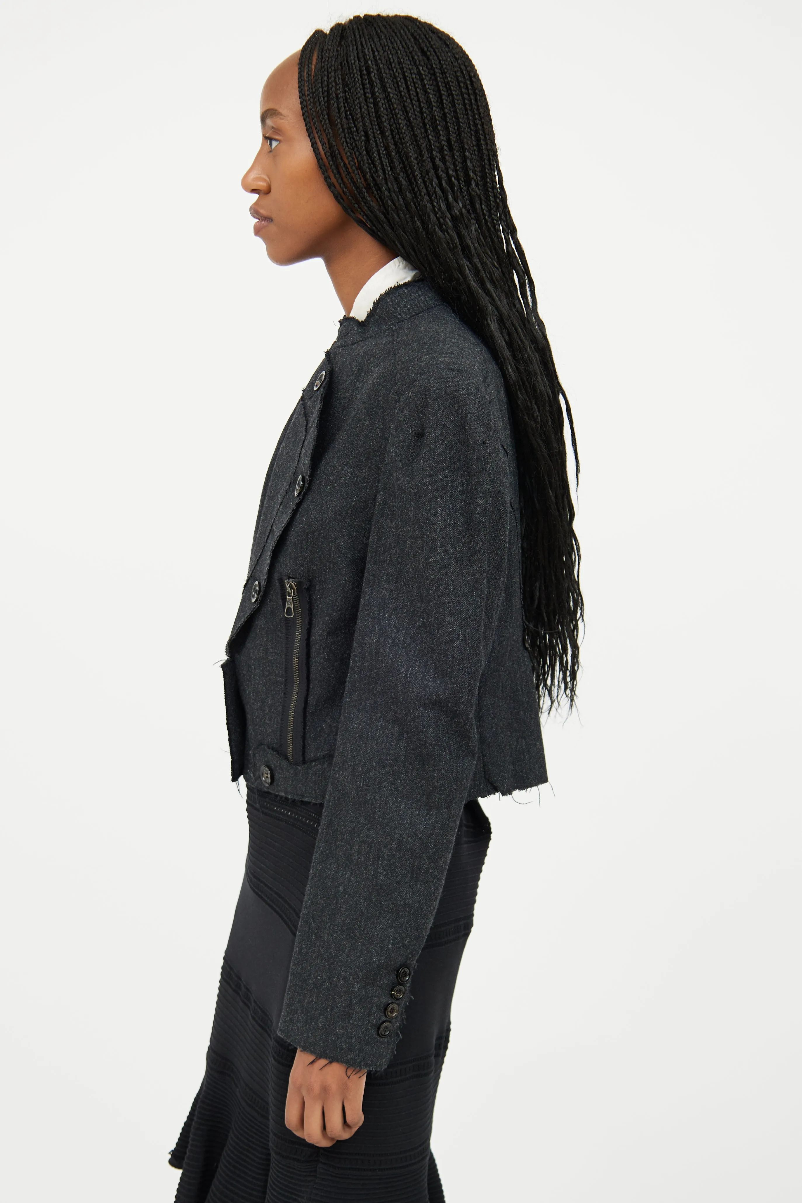 Dark Grey Wool Distressed Jacket