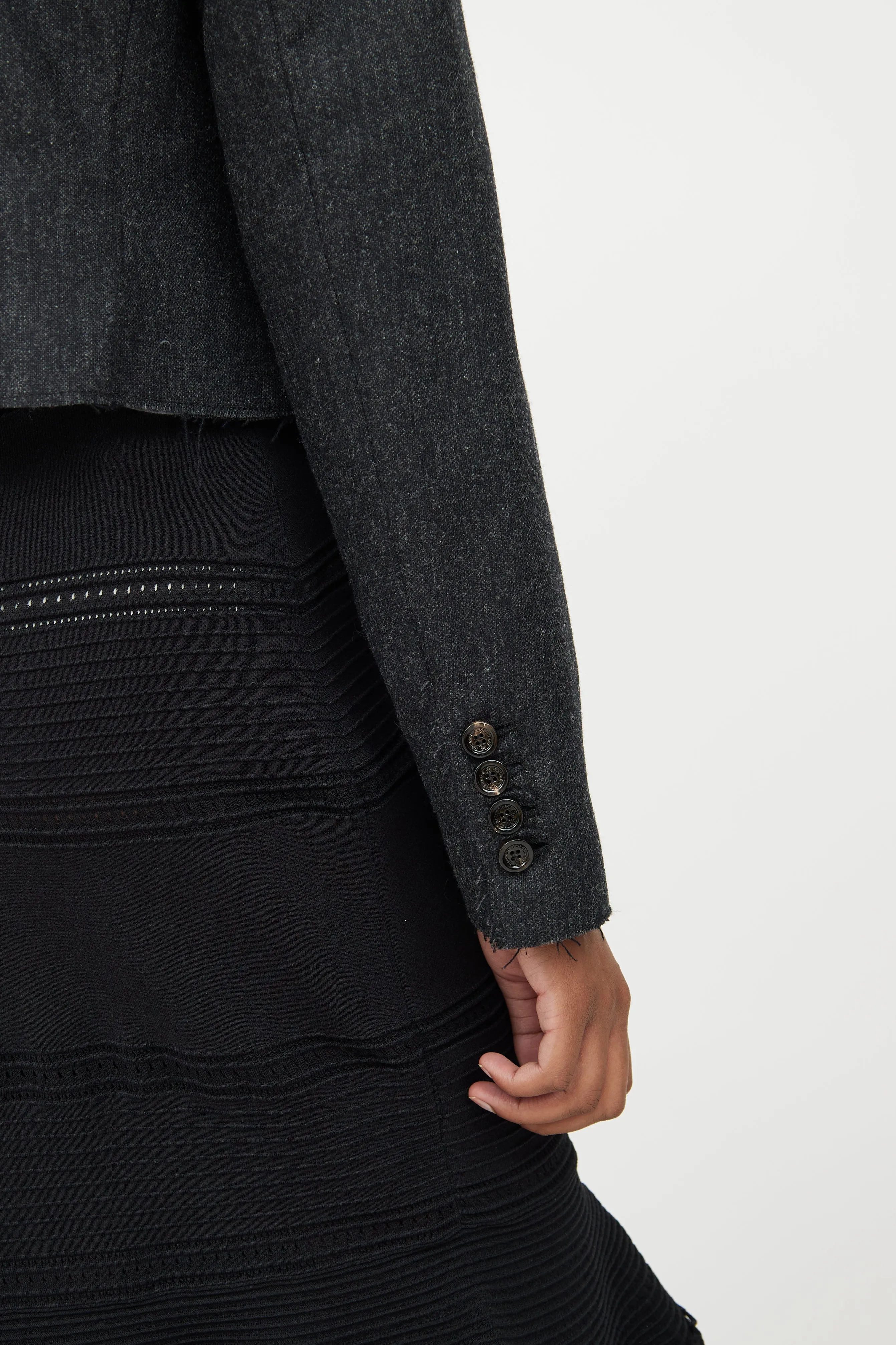 Dark Grey Wool Distressed Jacket