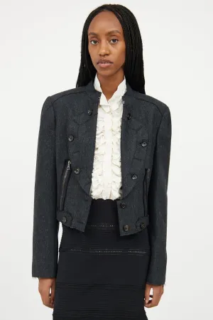Dark Grey Wool Distressed Jacket