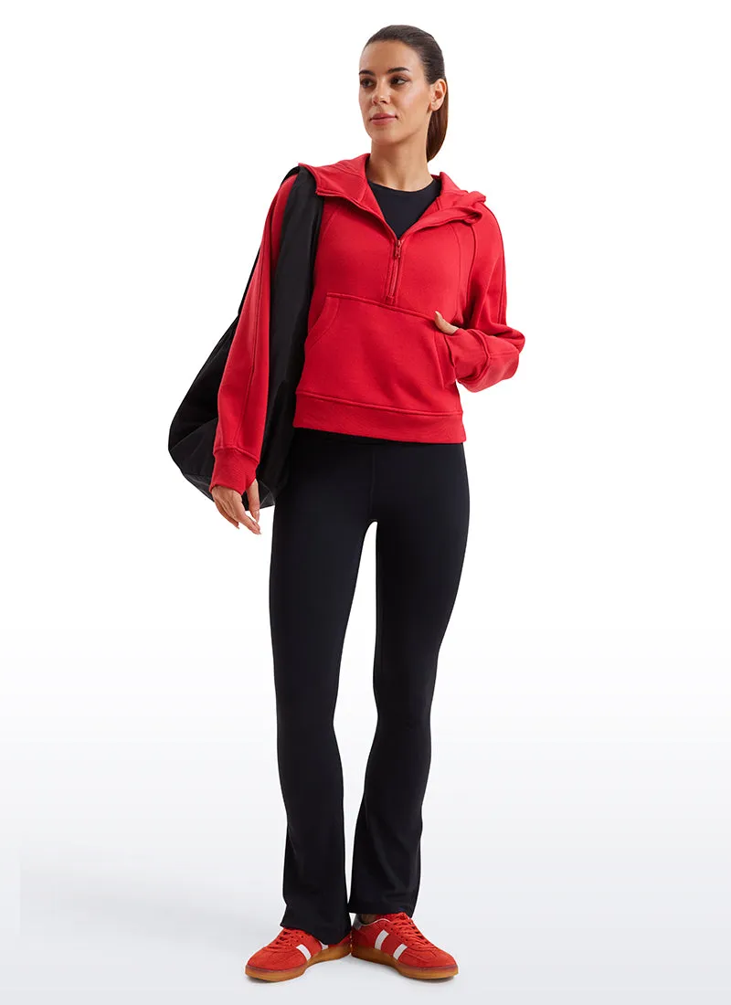 Fleece Lined Half Zip Hoodies with Thumb Holes