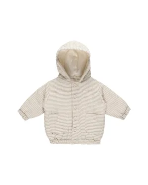 Hooded Woven Jacket | Basil Stripe