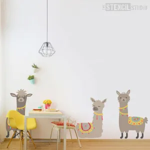 Lionel, Lesley & Levi Llamas Stencil Set