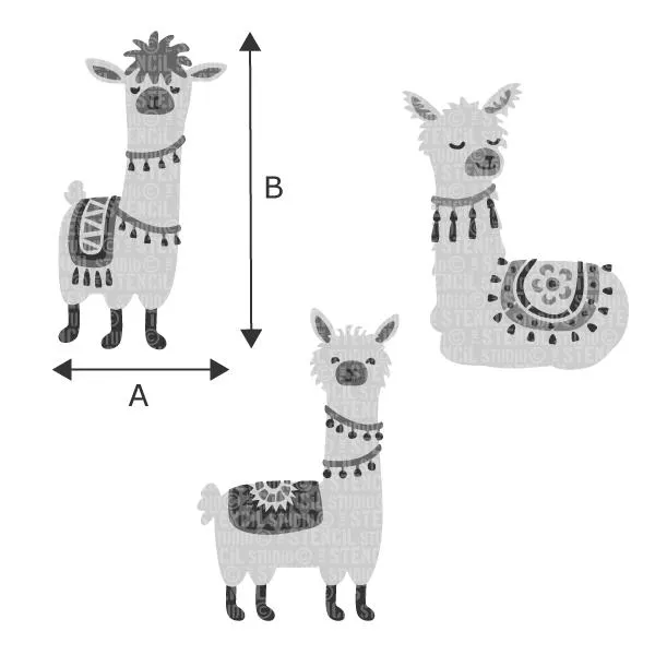 Lionel, Lesley & Levi Llamas Stencil Set