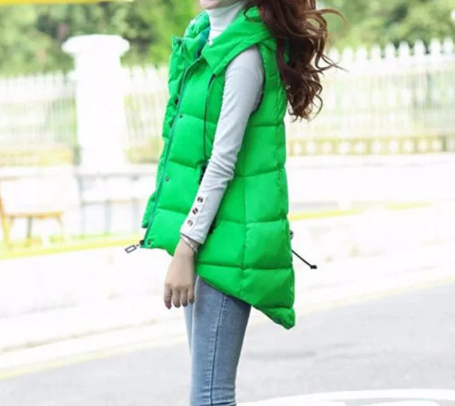 Long Winter Women's Vest With Fur Collar