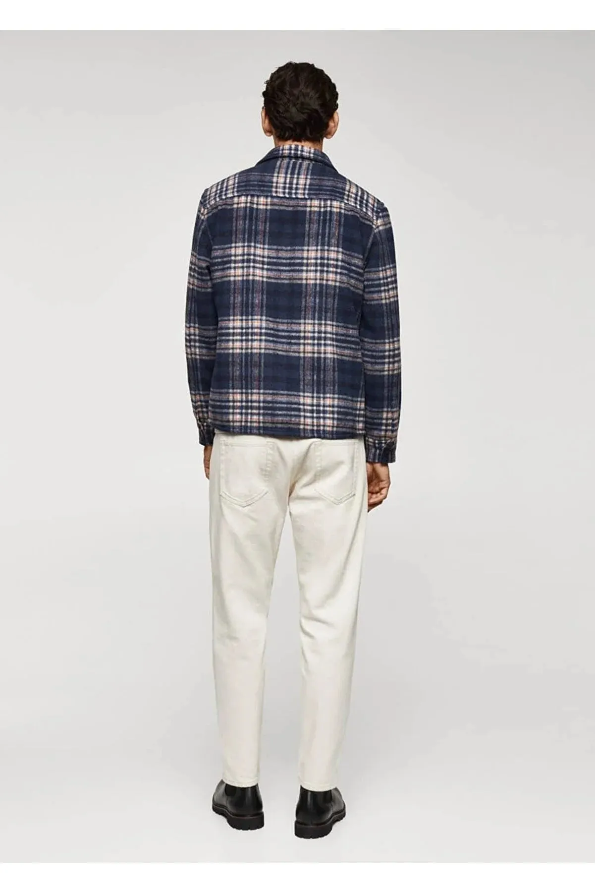 Mango Men's Checked Wool Blend Shirt Jacket