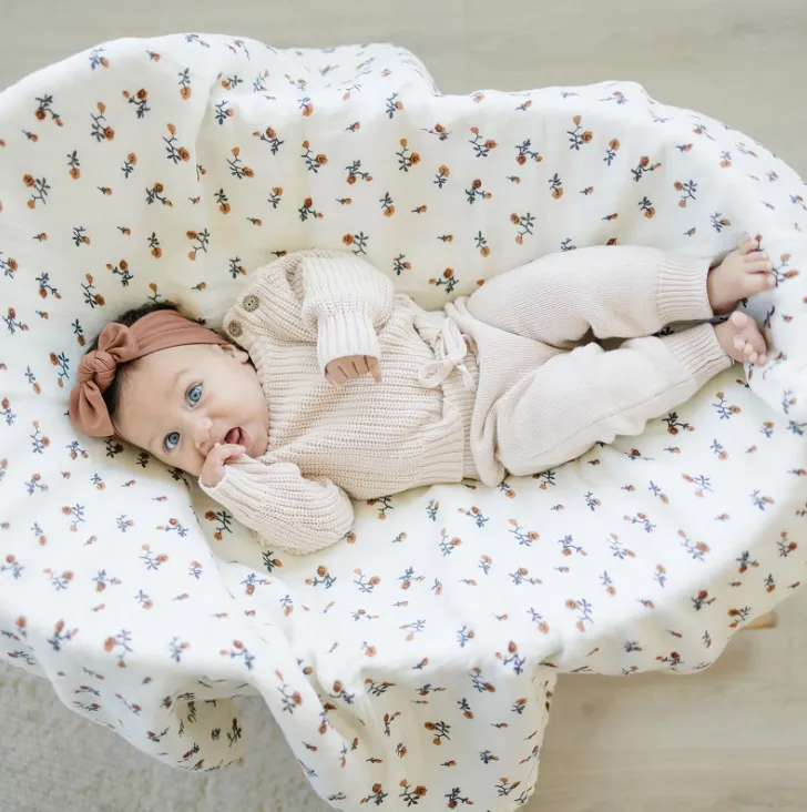 Mebie Baby Cream Floral Muslin Quilt