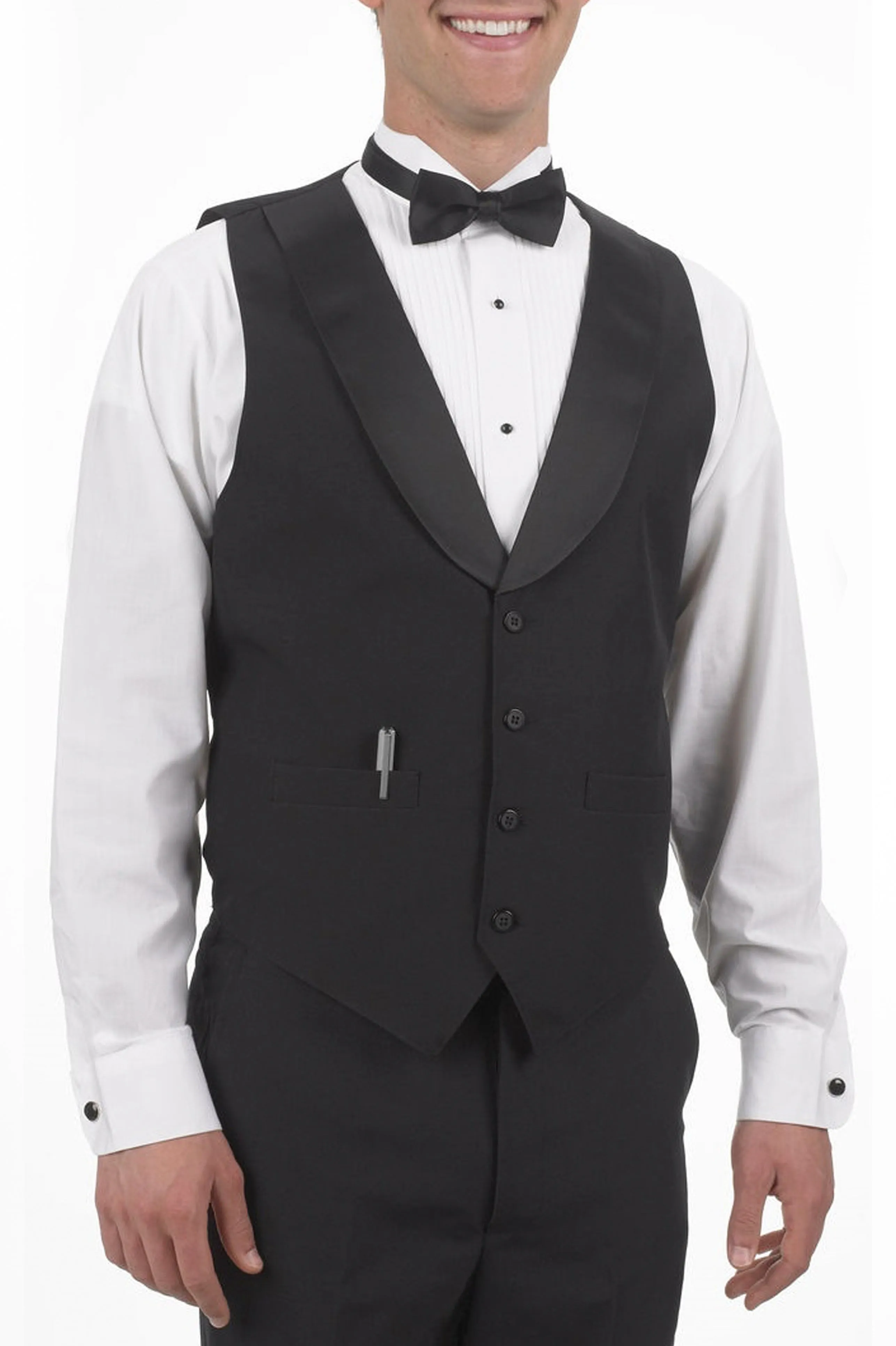 Men's Black Satin Shawl Lapel Vest