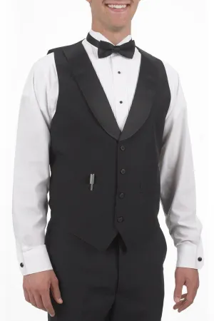 Men's Black Satin Shawl Lapel Vest