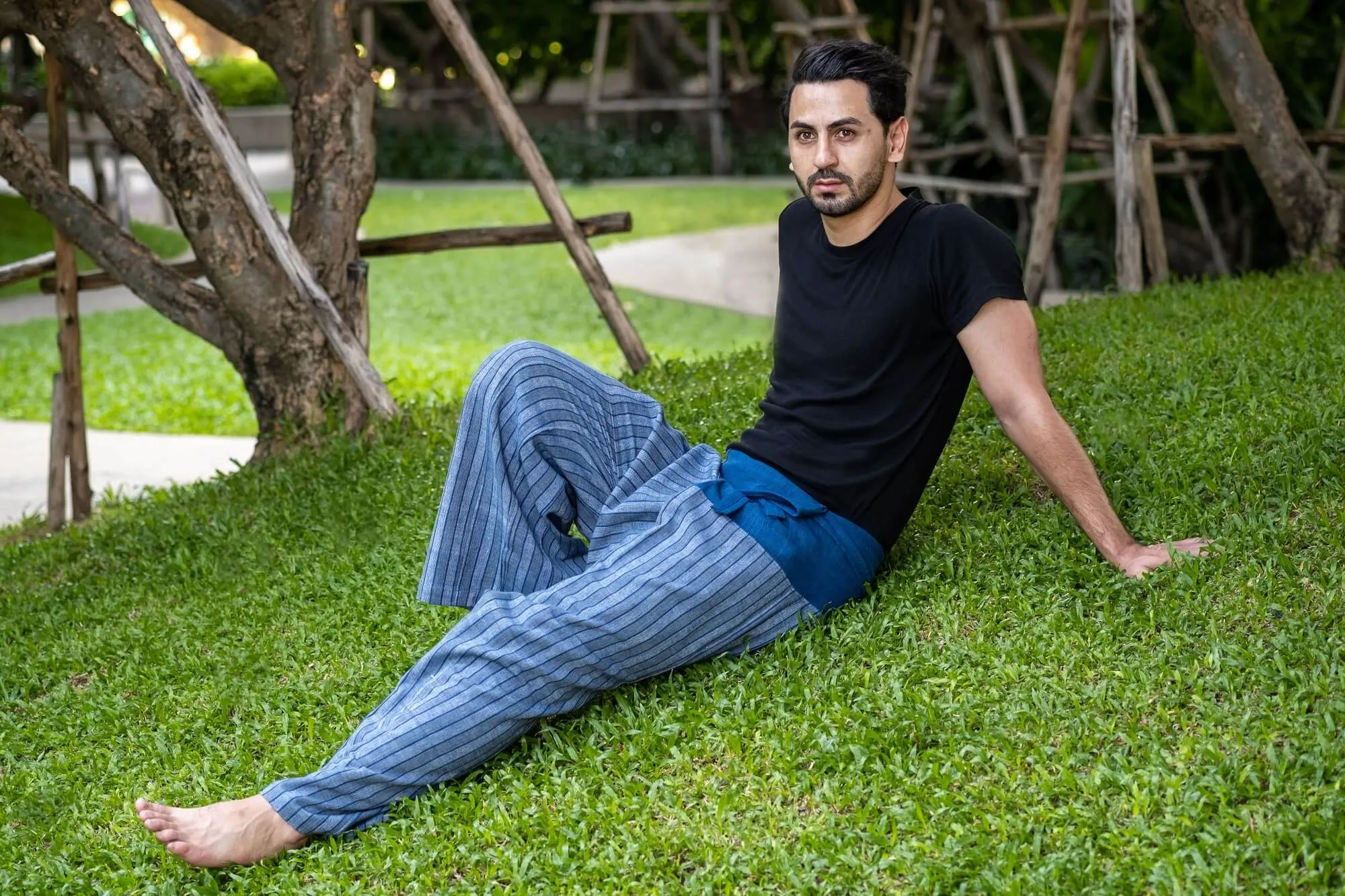 Men's Premium Indigo Striped Fisherman Pants