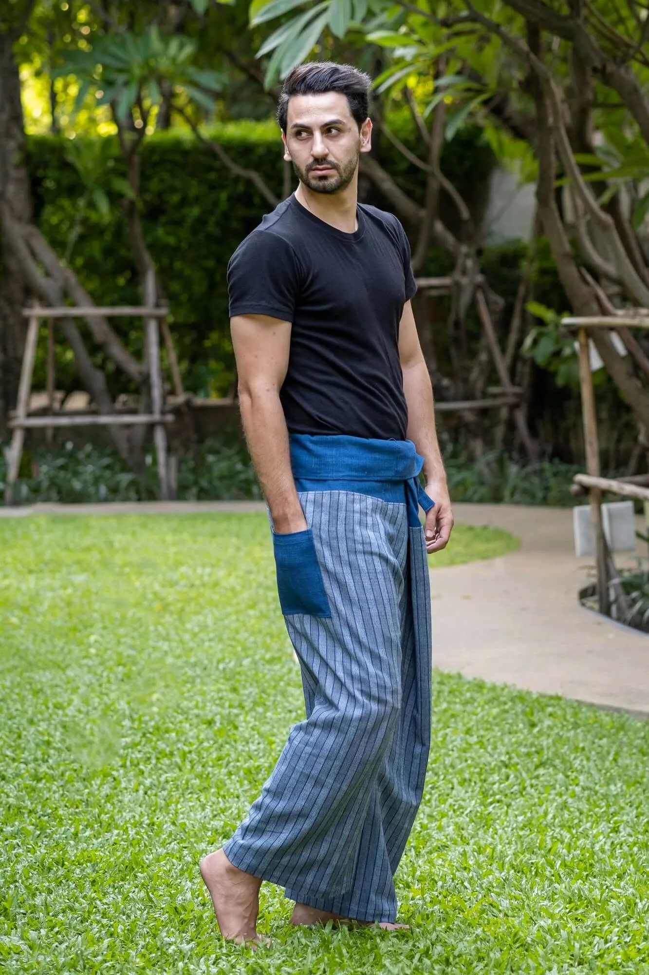 Men's Premium Indigo Striped Fisherman Pants