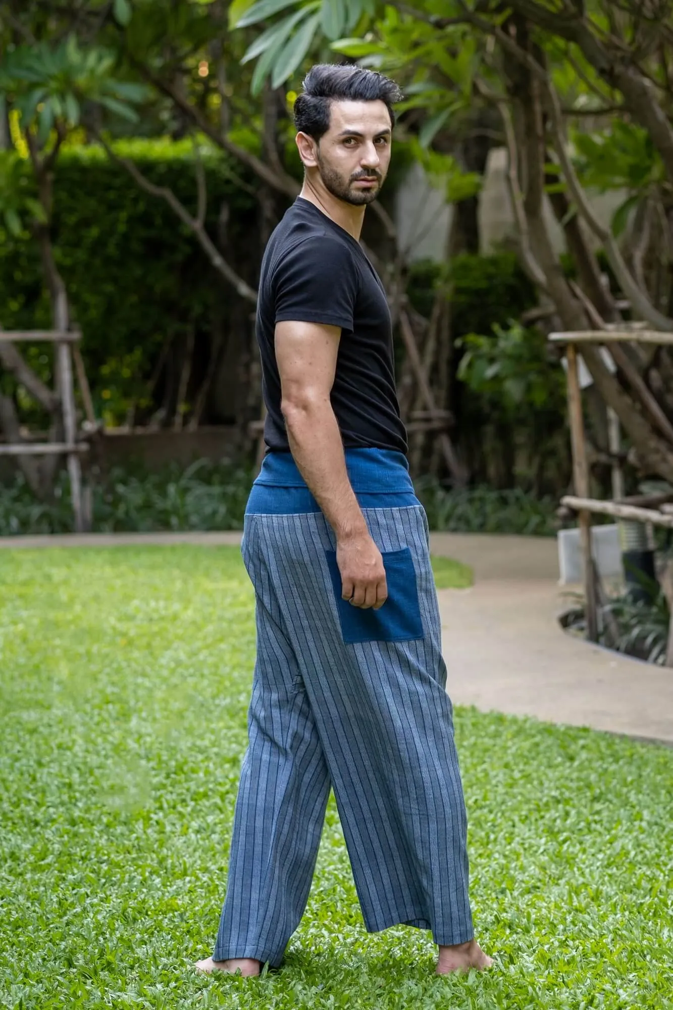Men's Premium Indigo Striped Fisherman Pants
