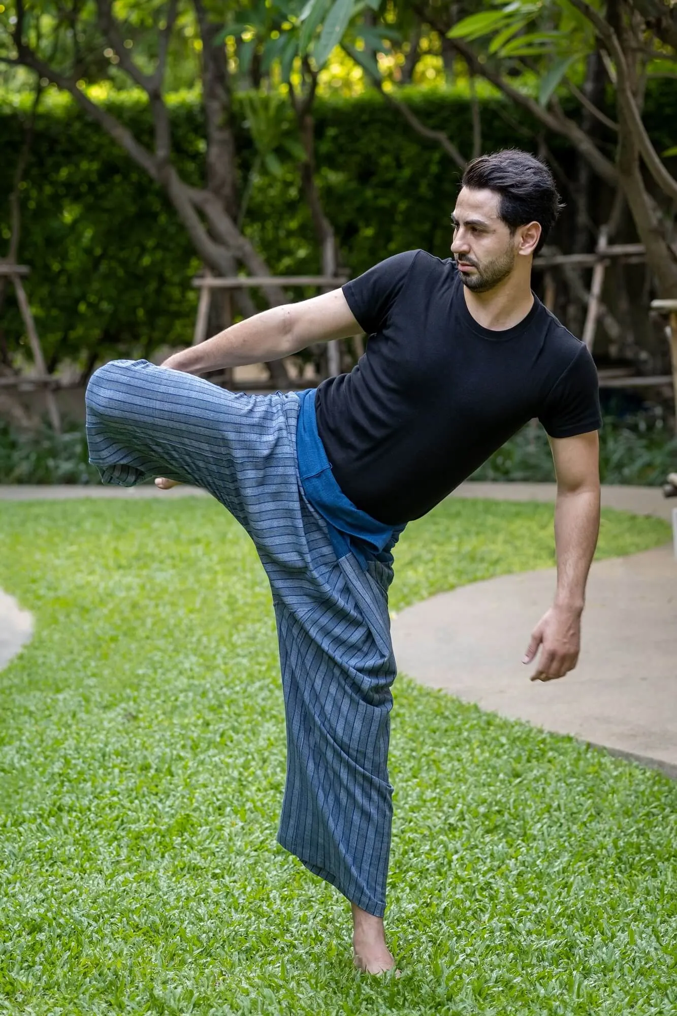 Men's Premium Indigo Striped Fisherman Pants