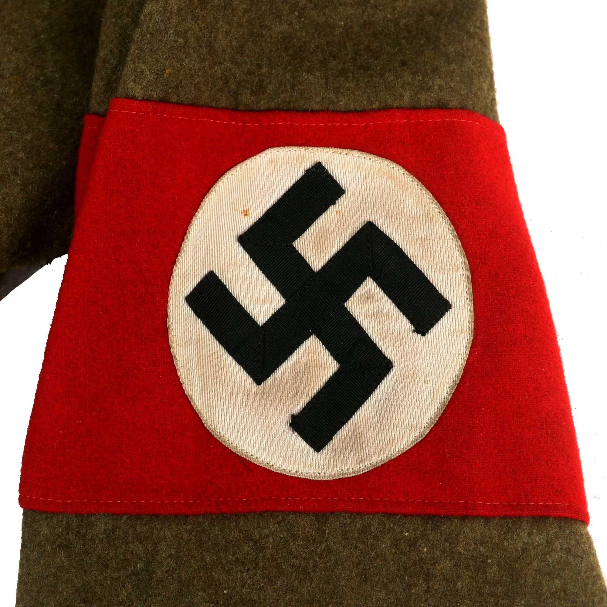 Original WWII German NSDAP and SA Brown Wool Mantel Greatcoat with Armband and RZM Tag - Sturmabteilung