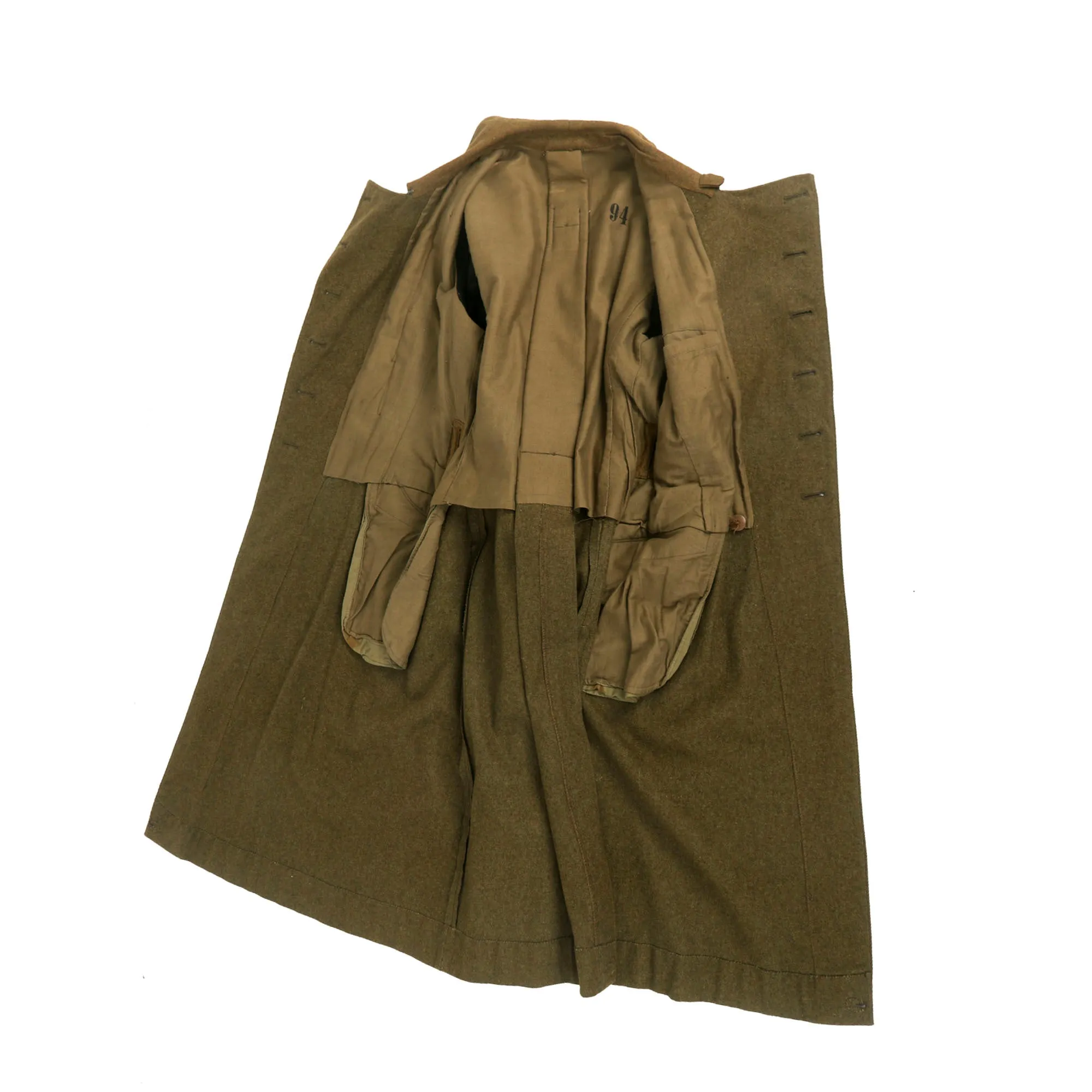 Original WWII German NSDAP and SA Brown Wool Mantel Greatcoat with Armband and RZM Tag - Sturmabteilung