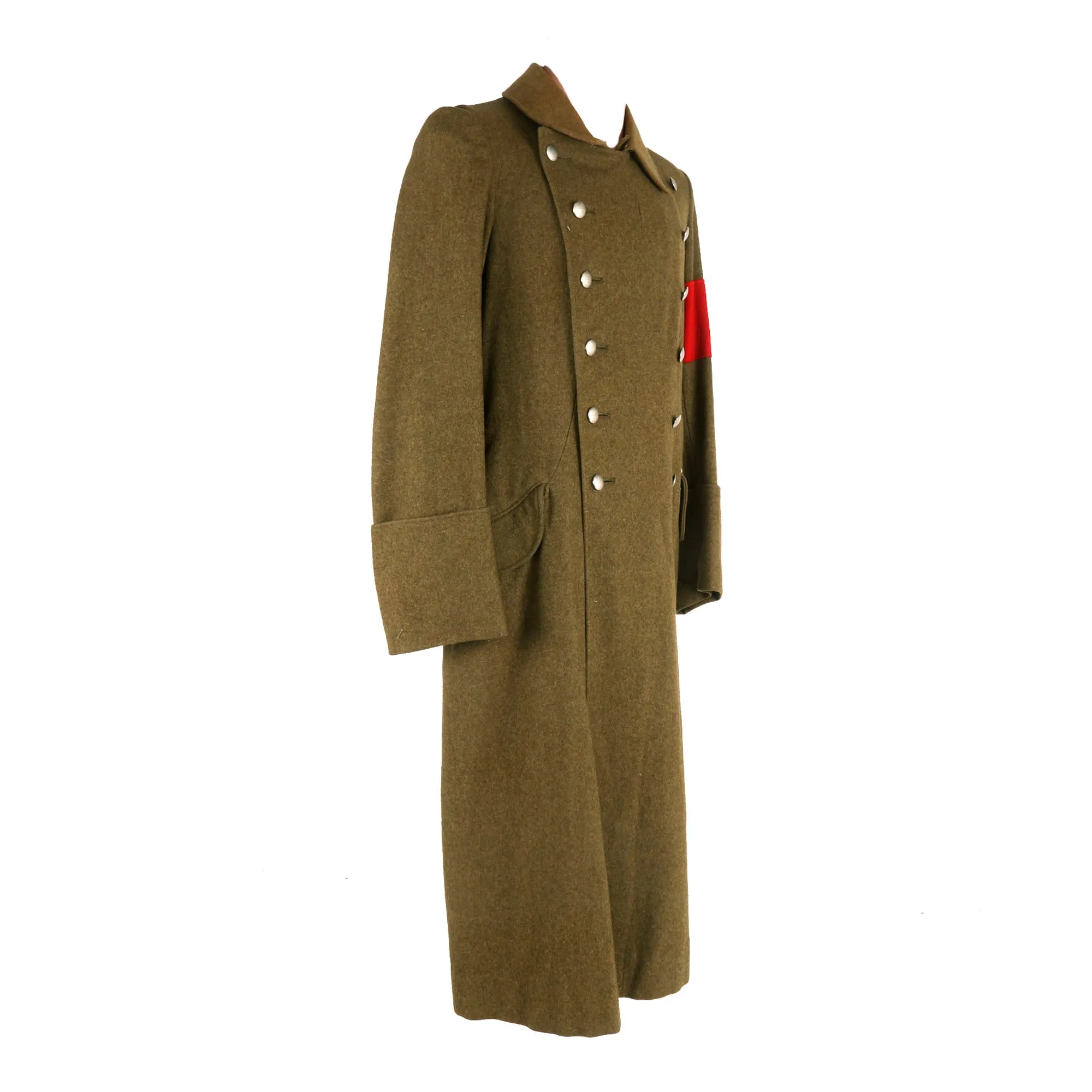 Original WWII German NSDAP and SA Brown Wool Mantel Greatcoat with Armband and RZM Tag - Sturmabteilung