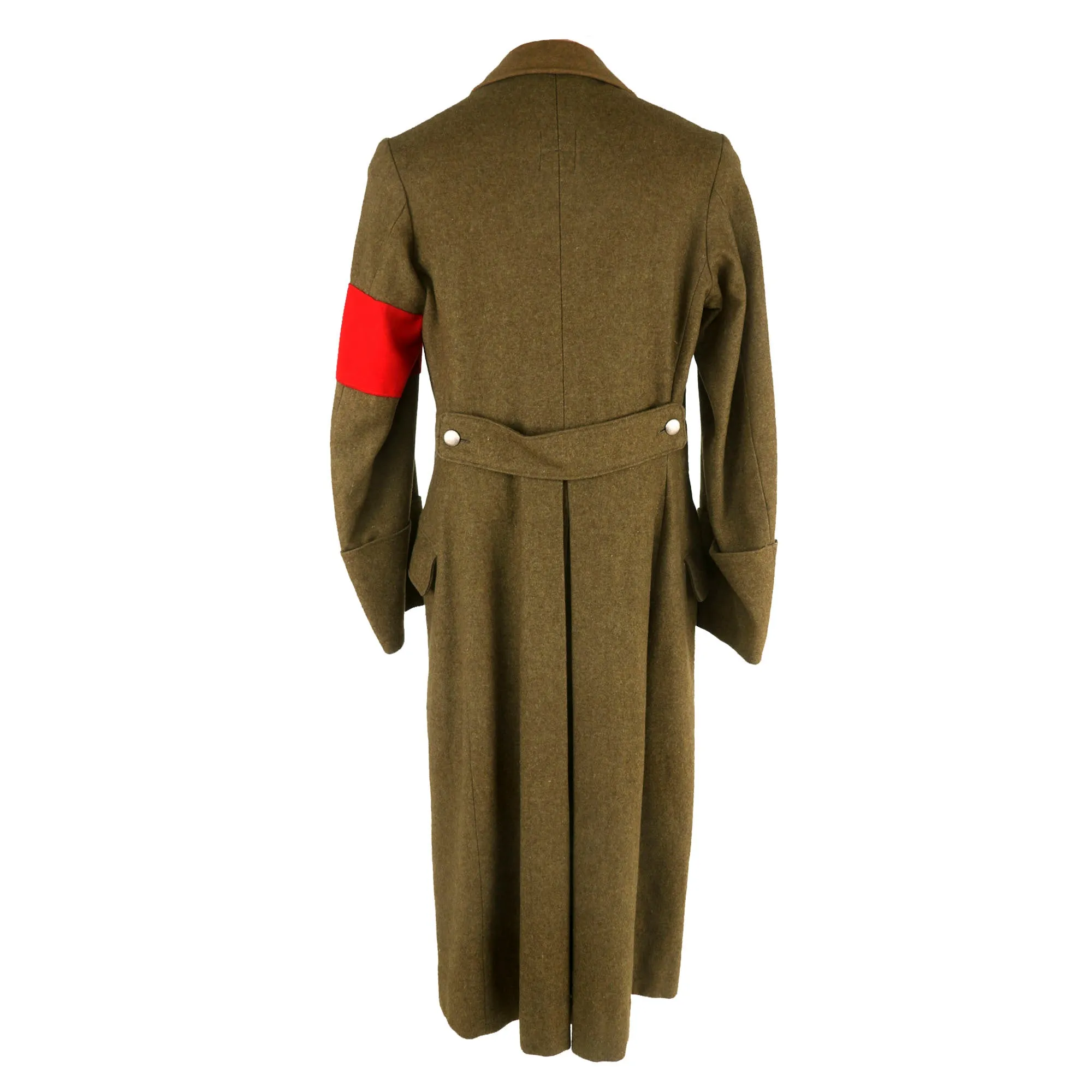 Original WWII German NSDAP and SA Brown Wool Mantel Greatcoat with Armband and RZM Tag - Sturmabteilung