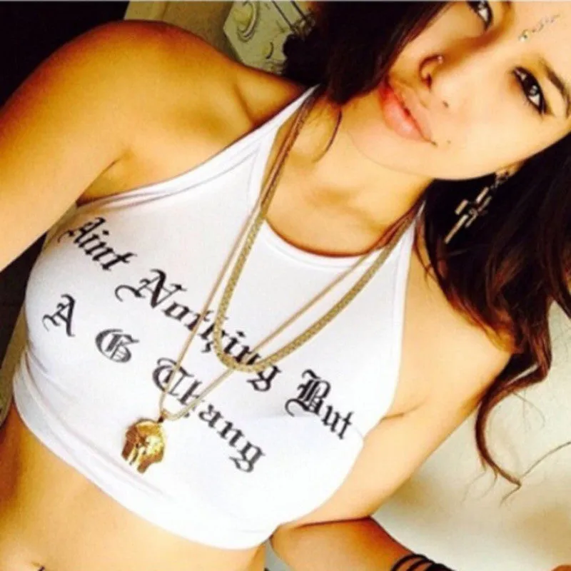 Printed Letters Spaghetti Strap Sexy Small Vest