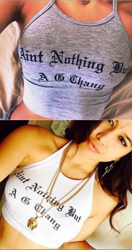Printed Letters Spaghetti Strap Sexy Small Vest