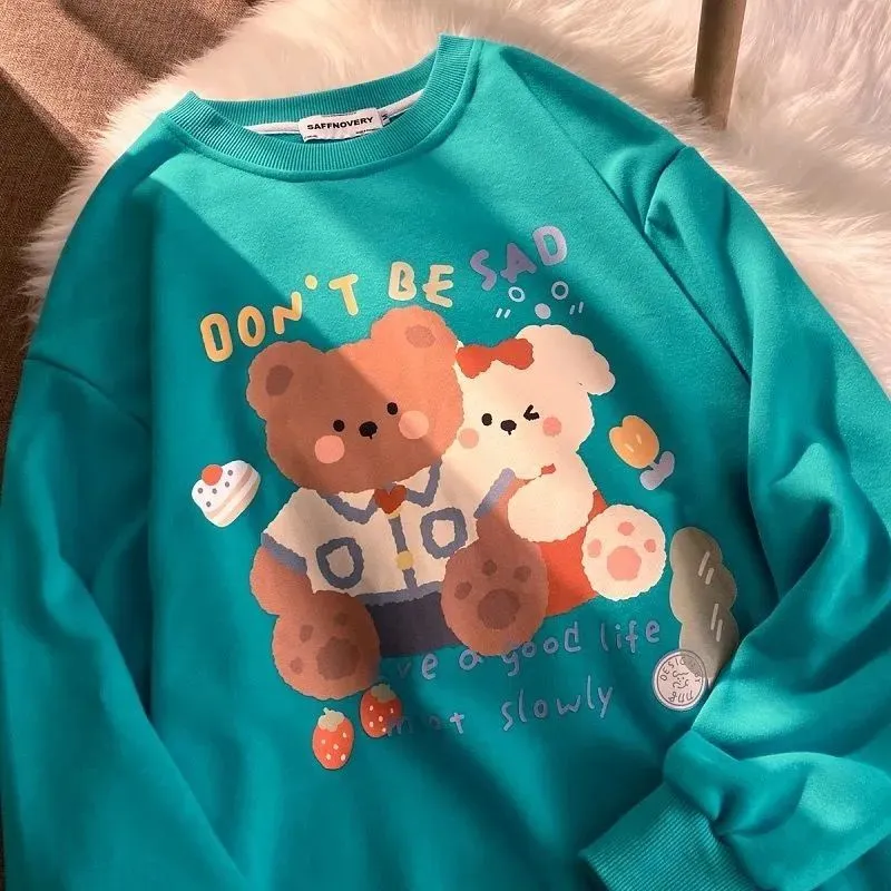 Purpdrank - Autumn Woman's Hoodies Oversize Female Loose Bear Cotton Solid  Warm Women Sweatshirts Couple Fashion Plus Size