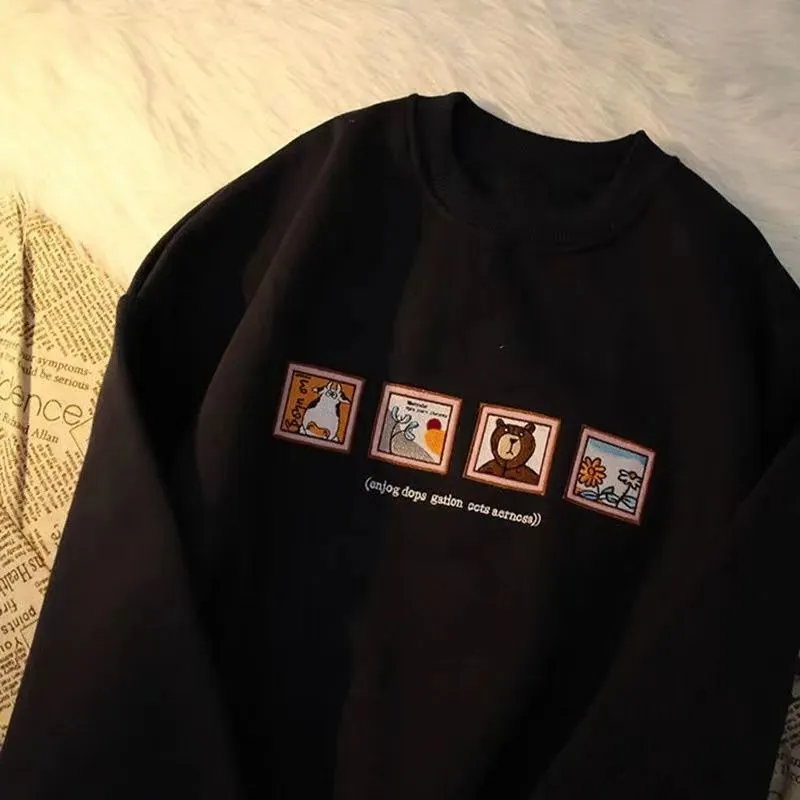 Purpdrank - Autumn Woman's Hoodies Oversize Female Loose Bear Cotton Solid  Warm Women Sweatshirts Couple Fashion Plus Size