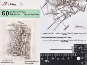 Quilter's T-Pins, 60 pieces per pack