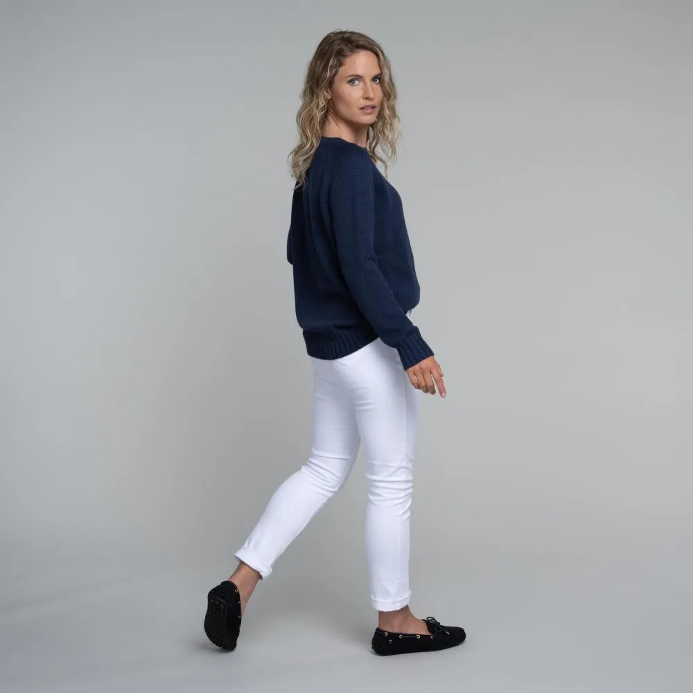 Schoffel Cornwall Cotton Crew Ladies Jumper - Washed Navy