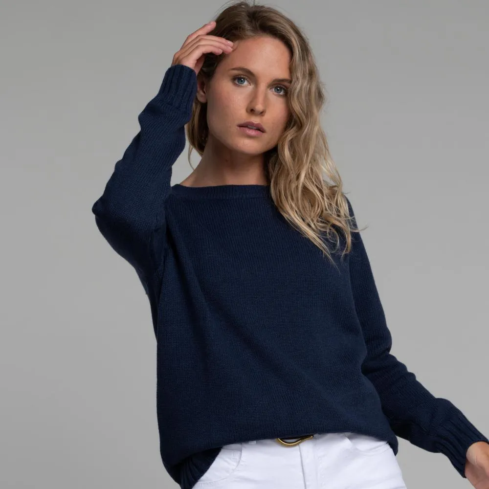 Schoffel Cornwall Cotton Crew Ladies Jumper - Washed Navy