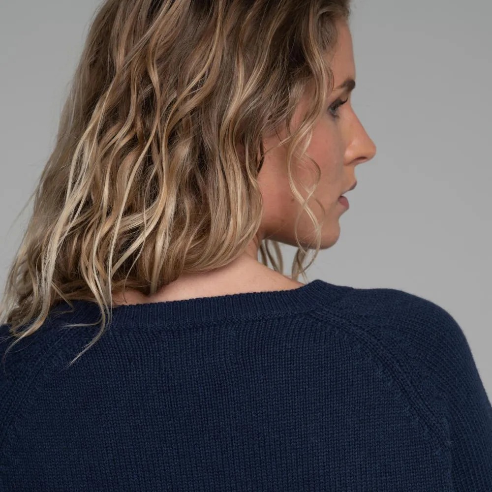 Schoffel Cornwall Cotton Crew Ladies Jumper - Washed Navy