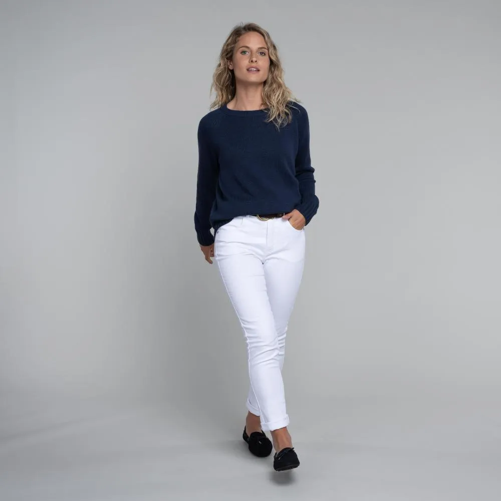 Schoffel Cornwall Cotton Crew Ladies Jumper - Washed Navy