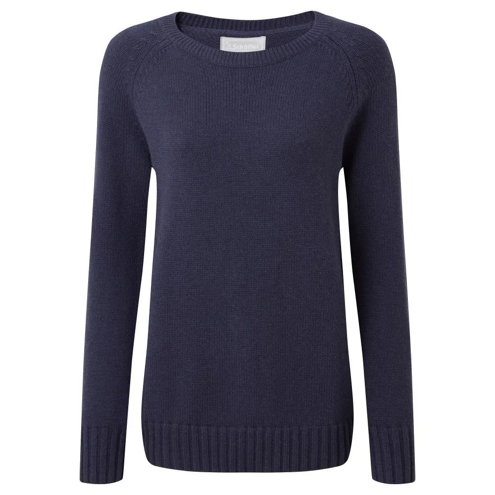 Schoffel Cornwall Cotton Crew Ladies Jumper - Washed Navy